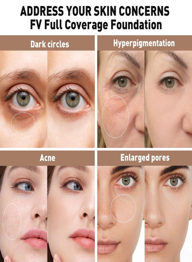 إف في كريم أساس سائل بتغطية كاملة من FV، مرطب ومخفي للعيوب، لمسة نهائية تدوم طويلاً، إشراقة خالية من العيوب، كريم أساس مقاوم للماء للبشرة المختلطة، 1.0 أونصة سائلة (بيج طبيعي) - Image 3